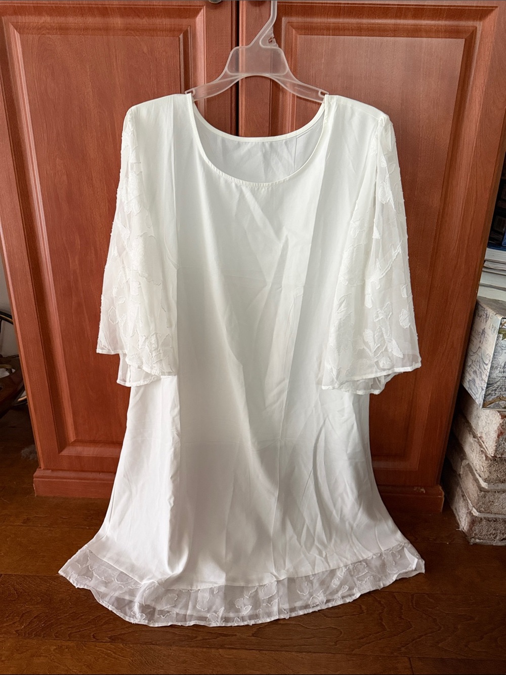 Elegant White Lace-Trim Women's Dress